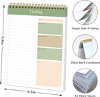 To Do List Notepad - Daily Planner Notepad Undated 52 Sheets Tear Off, 6.5" x 9.8" Checklist Productivity Organizer with Hourly Schedule for Tasks (Dark green)