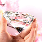 Clear Crystal Diamonds Paper Weights with Gift Box, 80mm Heart Shape Real Crystal Diamond Glass Gems Paperweight, Big Diamonds Birthday Anniversary Women Her Valentine's Day Gift