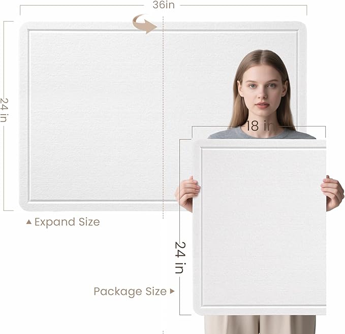 Lightomorrow Bulletin Board, 36 x 24 inches Felt Board - Decorative Pin Board, Cork Board Alternative for Wall, 3' x 2' Foldable Self-Adhesive Vision Board Prayer Board with 20 Pushpins - White