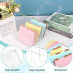 4x6 Index Card Holder Acrylic Index Card Organizer Clear Index Card Box Flash Card Holder with 5 Index Card Dividers Recipe Cards Holder Notecard Storage Box 150 Ruled Cards Stickers For Office Desk