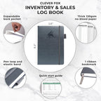 Clever Fox Inventory & Sales Log Book for Small Business – Inventory Ledger Book, Inventory Notebook, Order Tracker Book for Purchases, Sales & Reorders – Undated, Hardcover, A5, Silver Black