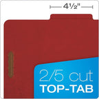 Pendaflex Recycled Classification File Folders, 2 Dividers, 2" Embedded Fasteners, 2/5 Tab Cut, Letter Size, Red (24075R), Specialty, Box of 10 (Pack of 5)