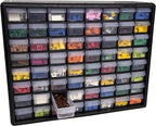 Akro-Mils 64-Drawer Plastic Drawer Storage Cabinet for Garage Organization, Bead Organizer, Building Bricks Storage, Teacher Toolbox, Makeup Organizer, 20" W x 6" D x 16" H, 10164 Black