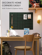 Fluxynara Felt Bulletin Board Tiles -28"x18" with 40 Adhesive Tabs, Cork Board Alternative for Office Decor, Push Pin Board Wall Organizer 6-Pack (Pine Green)