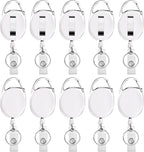 Retractable Badge Holder with Carabiner Reel Clip and Key Ring for ID Card Key Keychain Holders White 10 Pieces