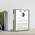 Ospelelf 3 Ring Binder With Clipboard 1 Inch Leather for Letter Size (8.5" x 11"), 5 Tab Dividers Office Supply, Grey