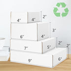 Eupako 4x4x2" Corrugated Box Mailers 50 Pack White Cardboard Small Shipping Boxes for Mailing (with 50 Stickers)