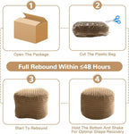MeMoreCool Stuffed Round Pouf Ottoman Foot Rest, Soft Plush Floor Pouf Foot Stool, Corduray Footstool Footrest, Small Round Ottoman for Living Room Couch Sofa Chair, 20x15 Inch Coffee