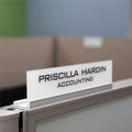 Printex Design - Personalized Office CUBICLE Name Plate & Sign. Modern Aluminum Holder - 4 Plate Colors (Frosted White)