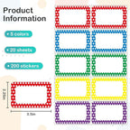 L LIKED 200 Name Tags Stickers, Colorful Star Border, 3.5" x 2.25" Name Labels for School Office Home (200 Labels)