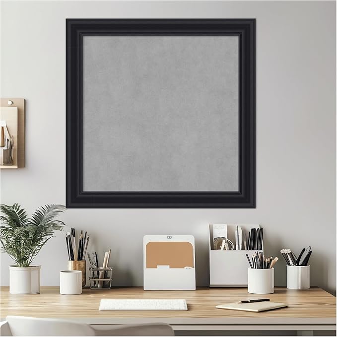 Amanti Art Black Framed Magnetic Board 24x24 Medium Vision Board for use with Magnets, 100% Metal Sheet to Display Items as Office Decor or for Home Organization in mudroom, Kitchen or Kids Room