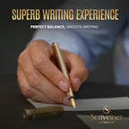 Scriveiner Personalized Gold Fountain Pen - Stunning Luxury Pen, Real Gold Plating, Schmidt Ink Refill, Best Engraved Fountain Pen Gift Set for Men & Women, Custom Name Engraving