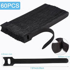 Nettbe Reusable Cable Ties, 60 PCS 8 Inches Adjustable Cord Straps Wire Organizer Cord Wrap and Hook Loop Cable Management