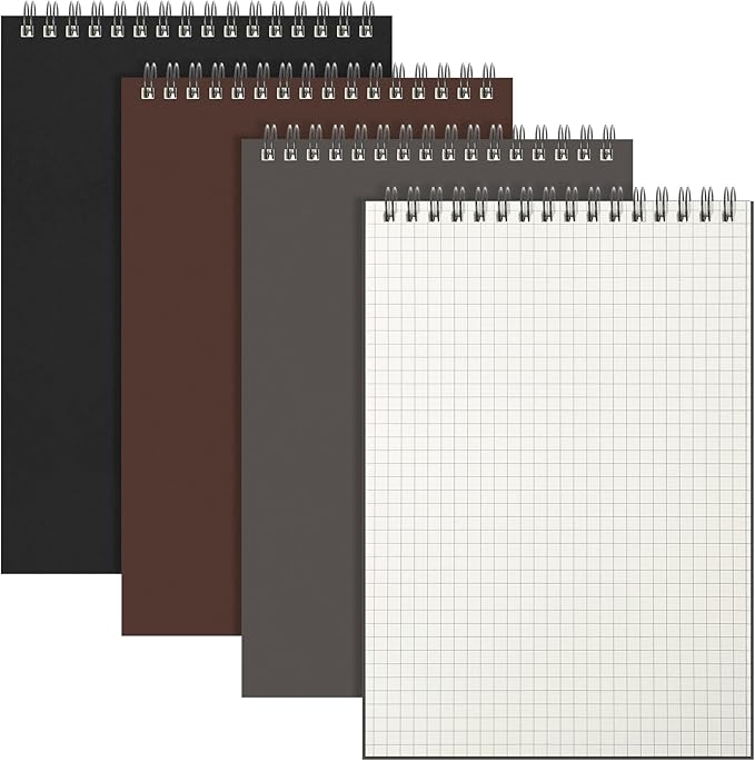 Engrowtic 3 Pack Graph Paper Spiral Notepad A5 Top Wirebound Notepad Grid Notebook Steno Pads Memo Notebook Grid Paper 140 Pages for Writing Sketching Drawing Office Supplies (Multicolor)