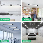 Modlicht Plug in Ceiling Light 4FT 2PCS, Linkable LED Garage Ceiling Light Fixtures 5000K, Bright Lightweight Overhead Light with Cord for Workbench Basement Kitchen Bedroom Factory, Black, 36W