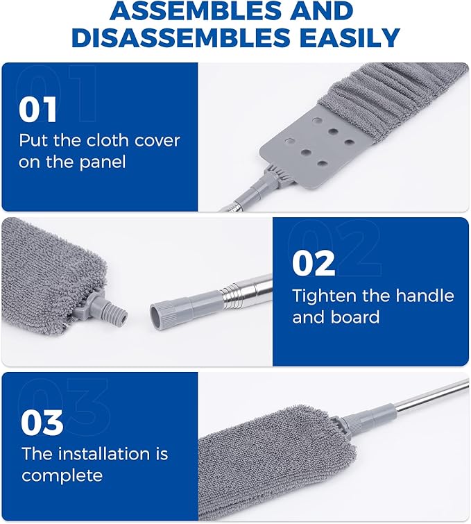 6pcs Dusters Replacement Cloth Retractable Gap Dust Cleaner Cloths, Reusable Microfiber Cloth Cover Washable, Under Furniture Duster Refill for Home Kitchen Household Wall Couch Cleaning Supplies