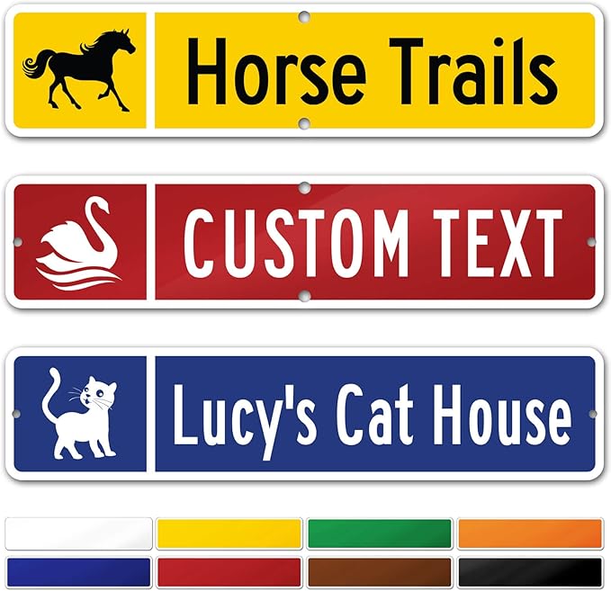 Custom Street Sign, Address Sign, 8 Colors, Reflective Option, Mounting Options, 4x18 Inch, Thick Rust-Free AlumaBond, Made in USA By My Sign Center (Iconic)