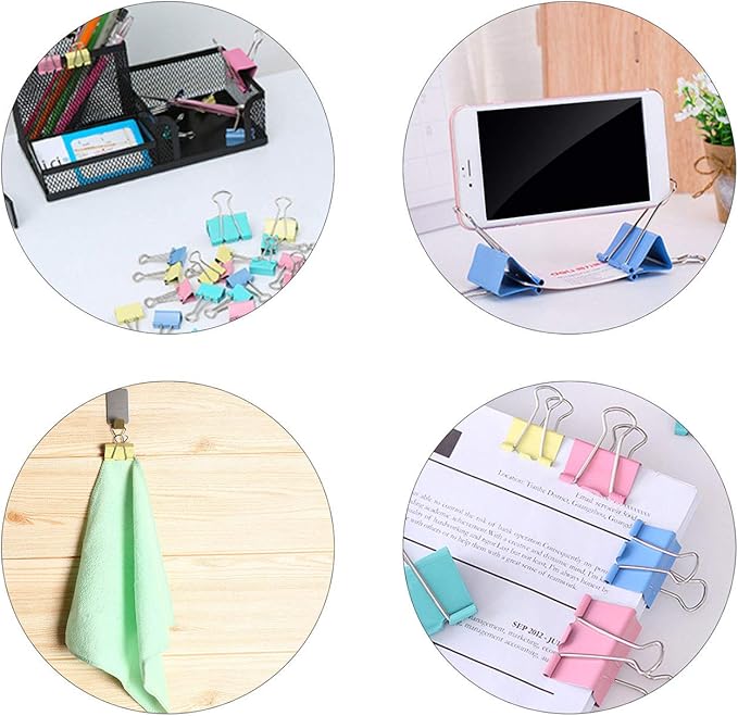 Binder Clips - Assorted Sizes 100 Count, X Large, Large, Medium, Small, Mini Paper Clamps Combination, Suitable for Office Supplies, Home, and School Use