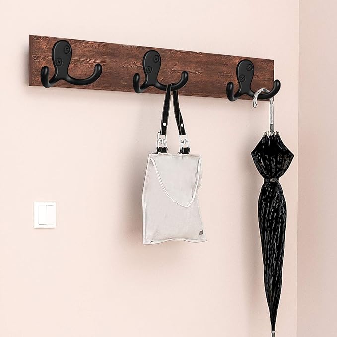 IBosins 20 Pack Heavy Duty Double Prong Coat Hooks Wall Mounted with 40 Screws Retro Double Hooks Utility Hooks for Coat, Scarf, Bag, Towel, Key, Cap, Cup, Hat
