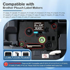 Labelife 24mm Black Label Tape TZe-355 Compatible with for Brother P Touch 1 Inch TZe TZ Tape 24mm 0.94 Laminated White on Black Work with Brother Ptouch PTD600 PTP710BT PTP700 P750W, 5-Pack