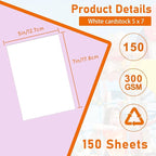 Guakicae 150 Sheets White Cardstock 5 x 7 Certificate Paper, 300gsm/110lb Heavyweight Flat Card Stock Printer Paper for Wedding Invitations, Thank You Cards, Business Cards, DIY Card Making, Menus