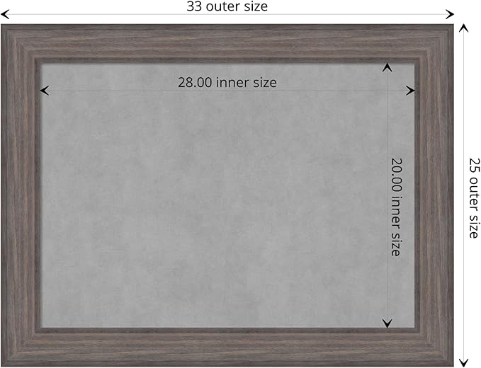 Amanti Art Grey Framed Magnetic Board 25x33 Medium Vision Board for use with Magnets, 100% Metal Sheet to Display Items as Office Decor or for Home Organization in mudroom, Kitchen or Kids Room