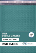 Green Small Poly Bubble Mailers 6x10 inch #0 | Self Seal Padded Envelopes | Cushioned Bubble Mailer | Usable Size 6x9 | WaterProof | Lightweight mailing Shipping Bags | 250 Pack Bulk