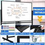 Max-officoo Large Dry Erase White Board with Rolling Stand 72"x48" Double-Sided Mobile Magnetic Whiteboard on Wheels, Including 3 Magnetic Erasers, 7 Markers, 30 Magnets