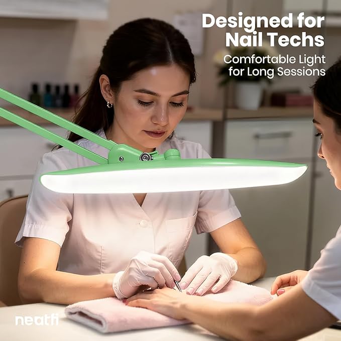 Neatfi XL 2,200 Lumens LED Desk Lamp with Clamp, 24W Bright Architect Task Lamp, 20 Inches Dimmable Computer Light, Adjustable Desk Light for Home, Office, Crafts & Nails (Non-CCT, Midnight Green)