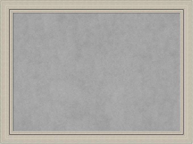 Amanti Art Silver Framed Magnetic Board 24x32 Medium Vision Board for use with Magnets, 100% Metal Sheet to Display Items as Office Decor or for Home Organization in mudroom, Kitchen or Kids Room