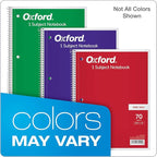 Oxford Spiral Notebooks, 1 Subject, Wide Ruled Paper, 70 Sheets, 24 per Pack, Colors May Vary (65000)