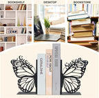 Personalized Butterfly Decorative Book Ends, Heavy Duty Bookends for Shelves, Non-Slip Book Stopper, Metal Modern Bookshelf Decor for Home Office Study Room, Gifts for Readers Color01