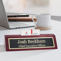 Business Wood Name Plate for Desk | Custom Desk Name Plate Personalized Gift for Office, The Perfect Engraved Name Plaque By Engraving International (2" x 8" With Card Holder, Rosewood Piano Finish)