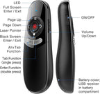 DINOSTRIKE 2 in 1 Type C and USB Presentation Clicker for Powerpoint Presentations,RF 2.4GHz Wireless Presenter Remote Slide Advancer with Volume Control for Mac Laptop Computer Office Classroom