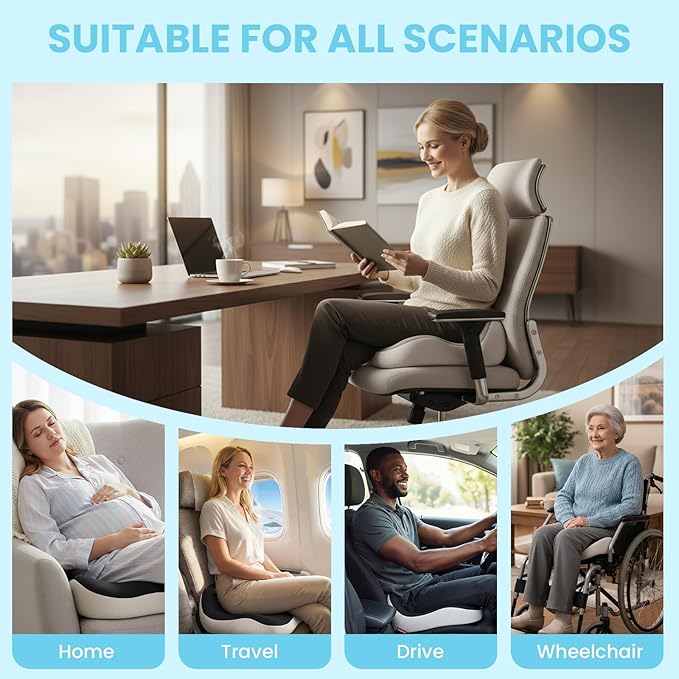 OVRST Seat Cushion,Office Chair Memory Cushion, Ergonomic Design, Relieve Sciatica and Long-Term Sitting Pain, Suitable for desks, car Seats, Games, wheelchairs