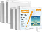 MaxGear Wall Mount Sign Holder 8.5 x 11 Inch, Clear Plastic Picture Frames with Mounting Screws, Door Sign Holders and Document Display Frame for Home, Office, Store, Landscape, 24 Pack