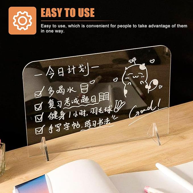 Generic 5Pcs Acrylic Writing Boards 20X30Cm Desktop Message Whiteboards for Office and Student Note Taking, Reusable Memo Boards for Meetings and Study