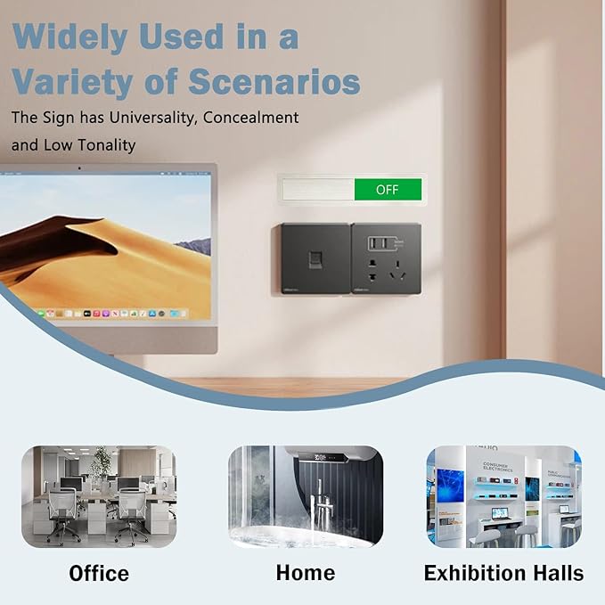 LoYinLo On Off Sign, Stainless Steel, Slider Door Indicator, 7'' x 1.5'' - Silver, Minimalist Style, Home, Office, Restroom, Hospital, Electrical Equipment, Heating Devices