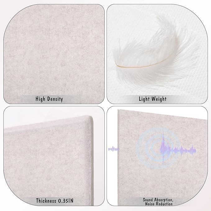 Thboxes Large Cork Board 36" x 24", 6 Pack Felt Wall Tiles with Colored Pushpins, Bulletin Board with Removable Self-Adhesive Strips, Pin Boards Cork Boards for Walls Office Home-Light Tan