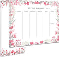 Weekly Planner Notepad Tear Off Set of 2 Weekly Calendar Pad 52 Undated To Do List Notepad Desk Planning Pads Productivity Tracker for Work School Home Goals Notes Schedule Ideas, Floral Pink