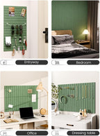 Fluxynara Felt Bulletin Board Tiles -28"x18" with 40 Adhesive Tabs, Cork Board Alternative for Office Decor, Push Pin Board Wall Organizer 6-Pack (Moss Green)