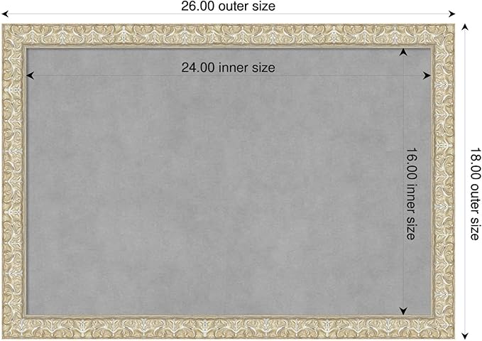 Amanti Art Silver Framed Magnetic Board 18x26 Medium Vision Board for use with Magnets, 100% Metal Sheet to Display Items as Office Decor or for Home Organization in mudroom, Kitchen or Kids Room