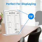 DECOHOBO 18 Pack Acrylic Sign Holder 8.5 x 11, Clear Plastic Display Stands for Tabletop, L-Shape Acrylic Stands for Flyers, Documents, Office, Restaurants, Vertical Sign Holder 8.5x11 for Desktop