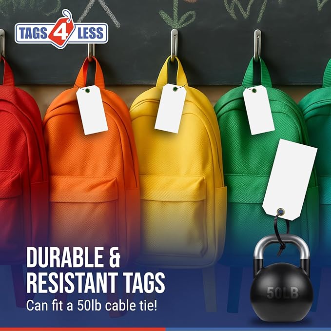 Tags 4 Less 15 Mil Waterproof Plastic Tags, Pack of 100 – 2” x 4” Heavy Duty Plastic Tags for Labeling, Outdoor Tagging, Equipment Labeling, Luggage, Valves & More (Red)