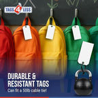 Tags 4 Less 15 Mil Waterproof Plastic Tags, Pack of 100 – 2” x 4” Heavy Duty Plastic Tags for Labeling, Outdoor Tagging, Equipment Labeling, Luggage, Valves & More (Dark Blue)