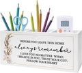 Exqcom Before You Leave This Home Pen Pencil Holder, Inspirational Gifts for Women, Rustic Flower Motivational Pencil Pen Holder Organizer for Home Office Desk Accessories