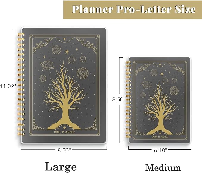 2026 Planner 8.5 x 11, Large Weekly Monthly Planners with Tabs, A4 Spiral Bound Daily Calendar 2026 Planner, 12 Month Agenda from Jan. to Dec., Flexible Cover Appointment Book(Tarrow Tree)