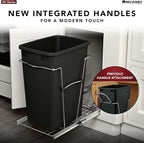 Rev-A-Shelf RV-18KD-2218C-S Double Pullout Trash Cans for Kitchen Cabinets 35 Quart Garbage Recycling Bin on Full Slides, Blue/Black