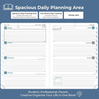 IN-LUXPRO Planner 2026 Daily Weekly and Monthly,8.5"x6.5",12 Months Spiral Bound Calendar Agenda with Self-adhesive Pen Holder,2026 Appointment Book with Vegan Leather Soft Cover,Blue