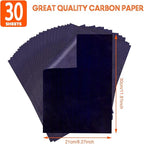 Blue Carbon Paper for Tracing Graphite Transfer-Paper - PSLER 30 Pcs Graphite Paper for Tracing Drawing Patterns on Wood Projects Canvas Fabric Artist Lettering Sketch Drawing A4 Size 8.5 X 11 Inch